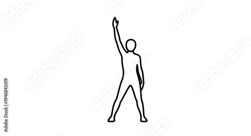 Silhouette of a person raising one arm in a dynamic pose.