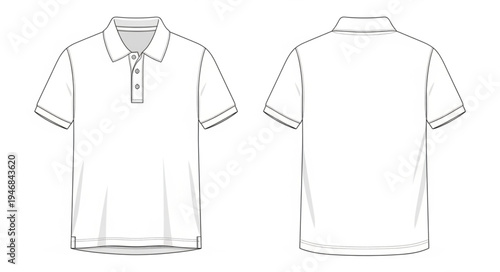 Polo Shirt Technical Drawing - Front and Back View.