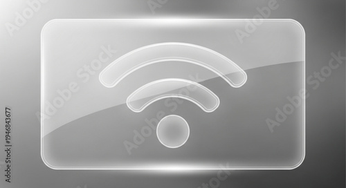 Glass wifi symbol on a modern clean background.
