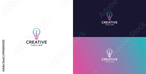 smart bulb logo icon. bulb logo technology. initial logo design I