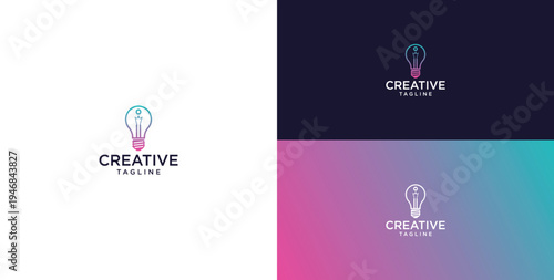 smart bulb logo icon. bulb logo technology. initial logo design I