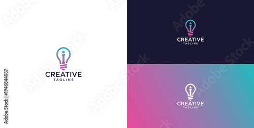 smart bulb logo icon. bulb logo technology. initial logo design I