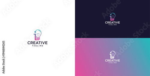 smart bulb logo icon. bulb logo technology. initial logo design I