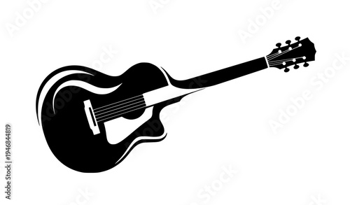 Modern abstract guitar stencil silhouette vector with bold contrast isolated on white background