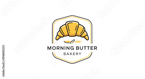 Bakery logo with croissant and butter.