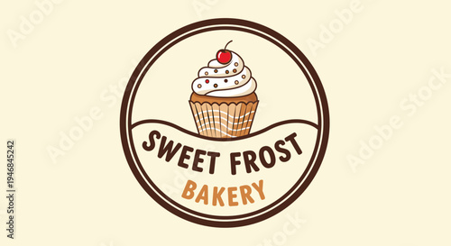 Bakery logo with cupcake design.