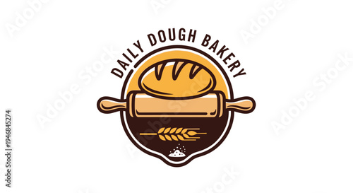 Bakery logo with rolling pin bread 1.