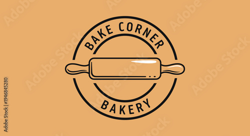 Bakery logo with rolling pin symbol.