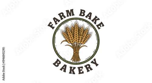 Bakery logo with wheat illustration 1.