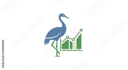 Blue Heron Bird Icon Symbol.