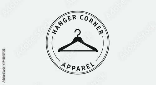 Black metal clothing hanger logo.