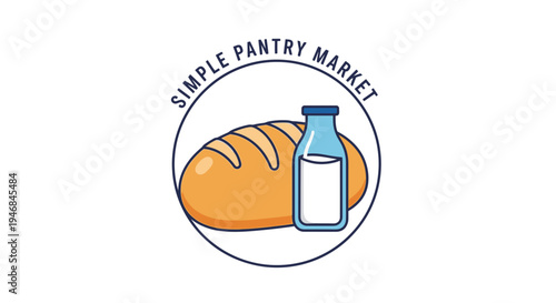 Bread and milk grocery items.