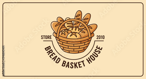 Bread Basket House Store Logo Sign.