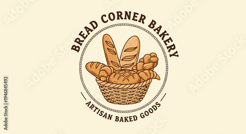Bread basket with artisan baked goods.