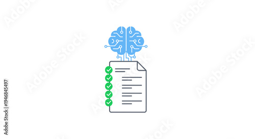 Brain with document and green DNA.