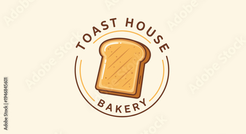 Bread logo with toast house bakery.