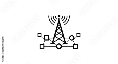 Cellular Tower Network Signal Icon.