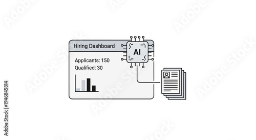 Dashboard with hiring statistics graph.