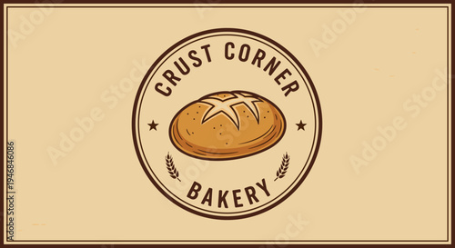 Brown bread crust corner bakery logo.