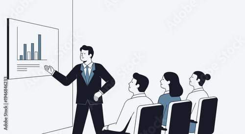 Businessman presenting to audience members.