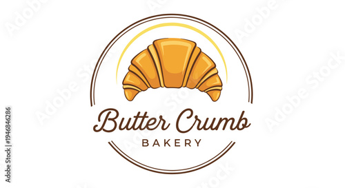 Butter Croissant Pastry Bakery Logo Design.