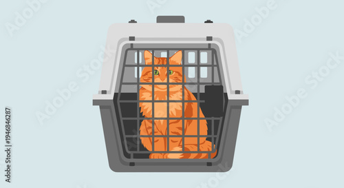 Cat in a pet carrier crate.