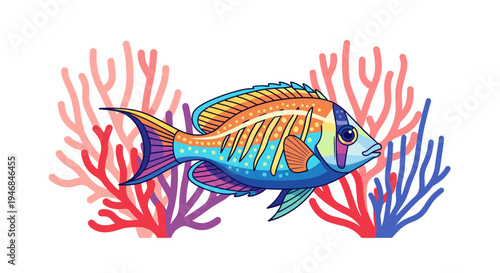 Colorful fish swimming near coral reef 1.