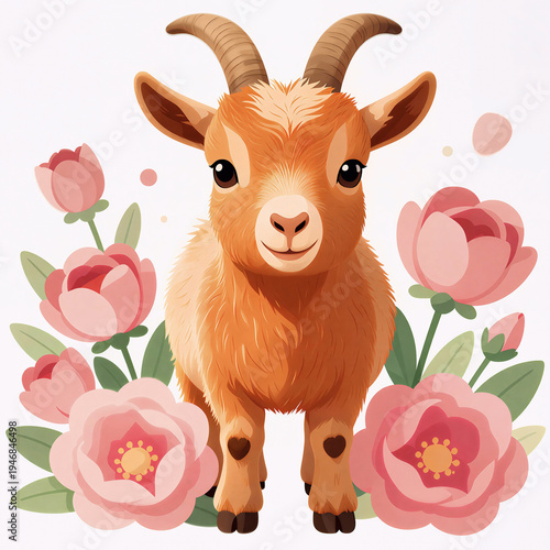 red goat, pet, symbol of the new year 2027, artificial intelligence generator, AI, image of a neural network. background for the design