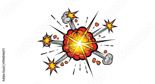 Explosion with fire and sparks.