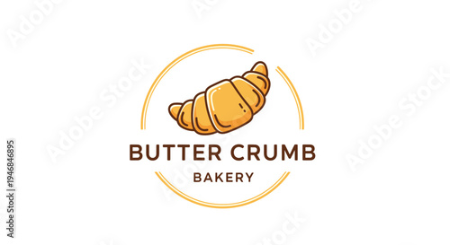Croissant bakery logo with butter crumb.