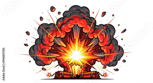 Explosion with orange and red.