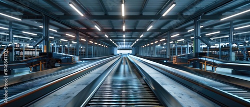 Automated Conveyor Belt System in a Modern Industrial Warehouse.