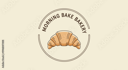 Croissant pastry bakery food logo design 1.