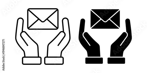 Email Message Communication And Digital Mail Delivery Support Service Icon Set Line And Solid Style