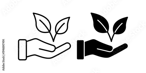 Eco Friendly Plant Growth And Environmental Sustainability Concept Icon Set Line And Solid Style
