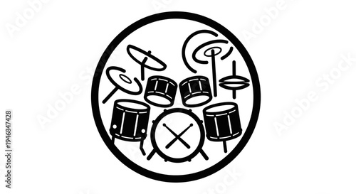 Drum set musical instrument icon.