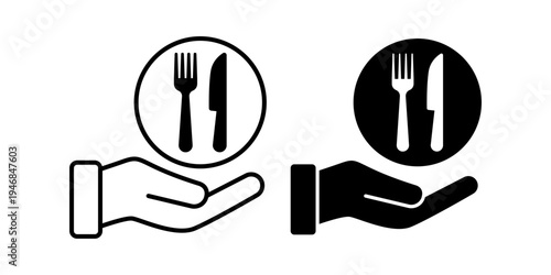 Food Service Restaurant Dining And Culinary Support Concept Icon Set Line And Solid Style