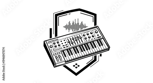 Electronic music keyboard synthesizer instrument.