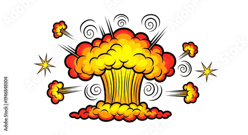 Explosion with fire and smoke.