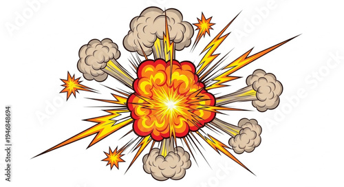 Explosion with fire and smoke.