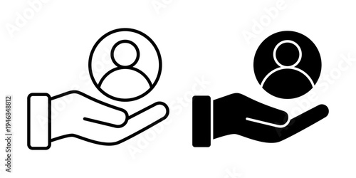 User Account Profile Management And Customer Support Service Concept Icon Set Line And Solid Style