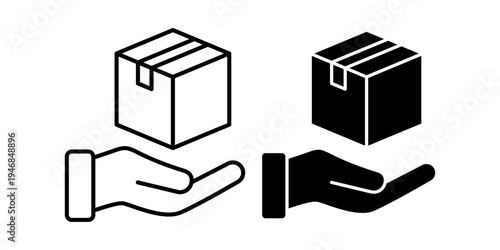 Package Delivery Shipping And Logistics Distribution Support Concept Icon Set Line And Solid Style