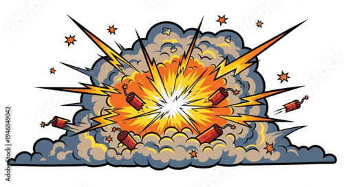 Explosion with Fire and Smoke.