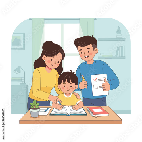 Family with child learning at home 1.