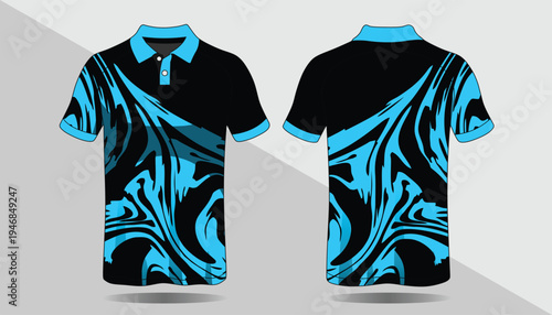 Black and blue polo shirt design.