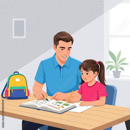 father helping daughter with homework 3.