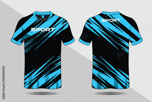 Black and blue sport t shirts.