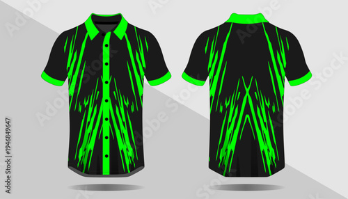 Black and green polo shirt design 4.