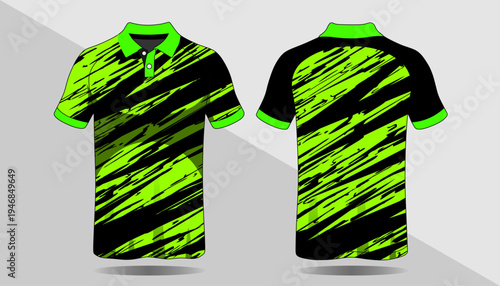 Black and green polo shirt.