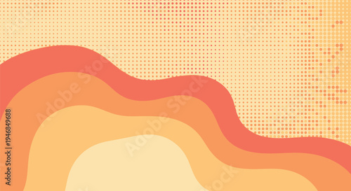 Creative Trendy Collage Abstract Background with Colorful Waves and Halftone Dot Pattern Design